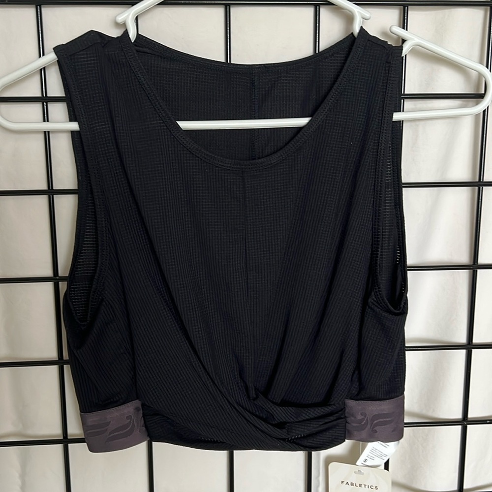 NWT Fabletics Cashel Black Twist Front Crop Tank Small